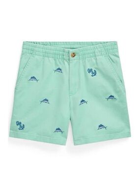 Mint Green Embroidered Fish Swim Trunks